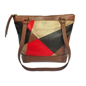 Fossil Multicolor Patchwork Leather Shoulder Bag Purse